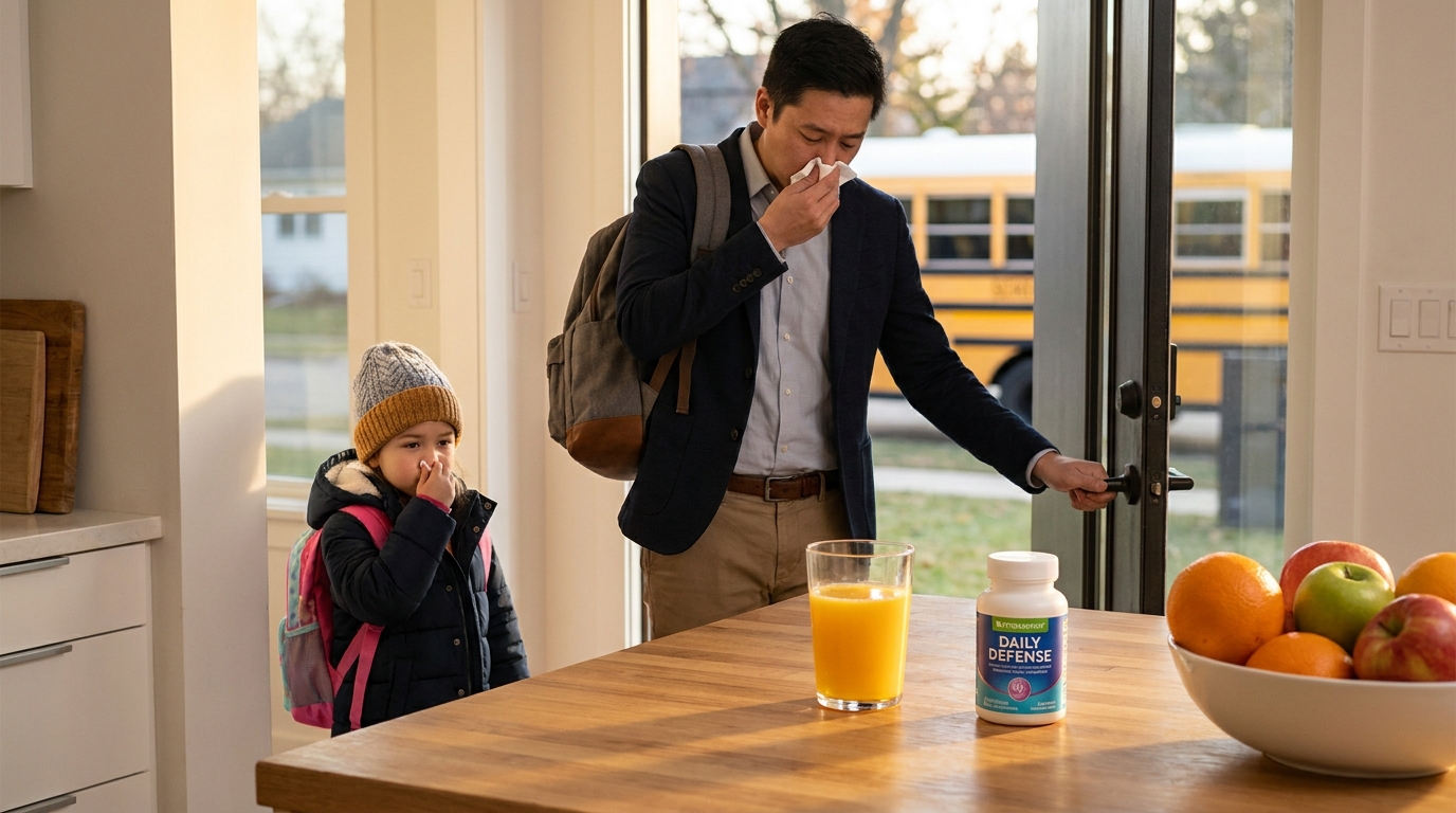 Daycare pickup and instant flu? Gut immune shield for parents