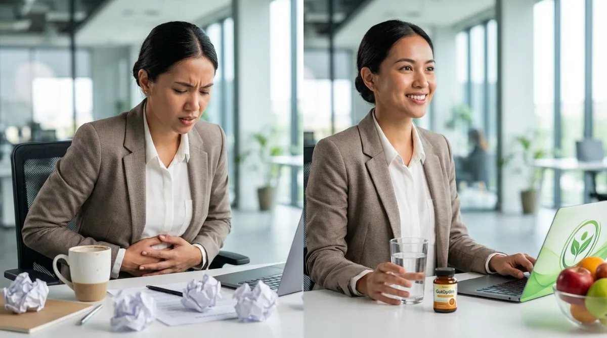 Is Coffee Wrecking Your Stomach at Work? Gut-Friendly Ways to Stay Alert: GutOptim vs. Coffee