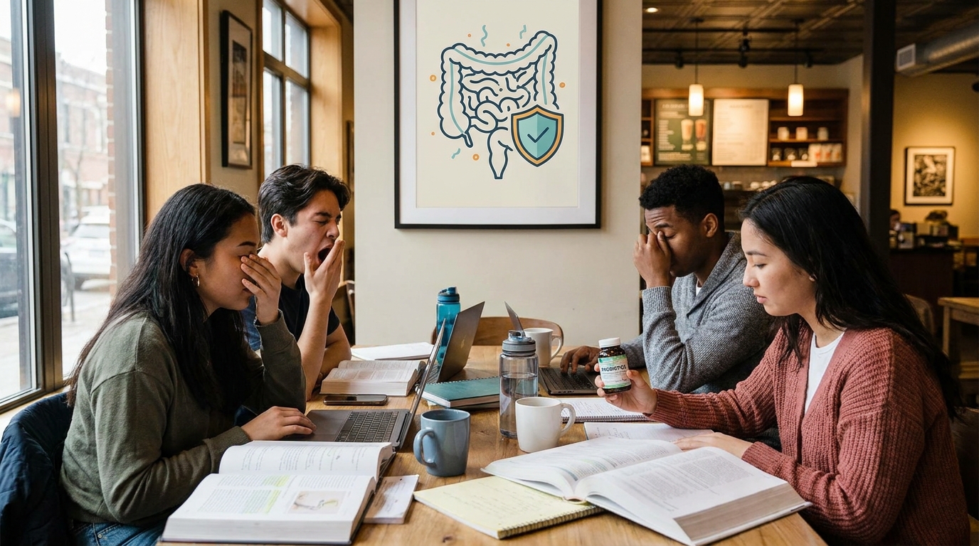 Study group bugs and low sleep? Student immune gut routine